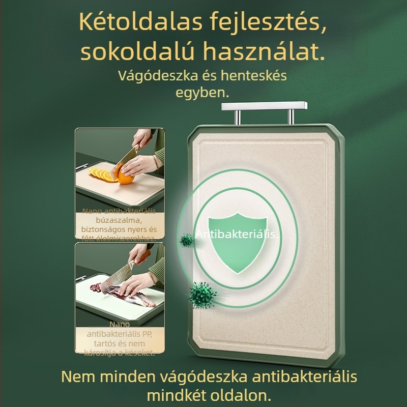 Kettős oldalú rozsdamentes acél vágódeszka, konyhai, multifunkcionális, nordic stílusú
