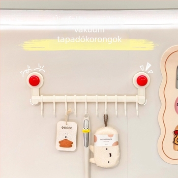 Falihoz rögzített, vákuumos szívóval ellátott konyhai eszköztartó állvány lyukasztás nélkül, multifunkcionális rendező kanalak és spatulák számára; Anyag: PP+PET; Súly: 300 g; Befejezés: sprayfesték; Stílus: modern minimalist