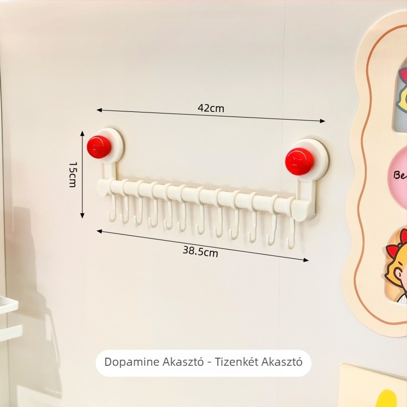 Falihoz rögzített, vákuumos szívóval ellátott konyhai eszköztartó állvány lyukasztás nélkül, multifunkcionális rendező kanalak és spatulák számára; Anyag: PP+PET; Súly: 300 g; Befejezés: sprayfesték; Stílus: modern minimalist