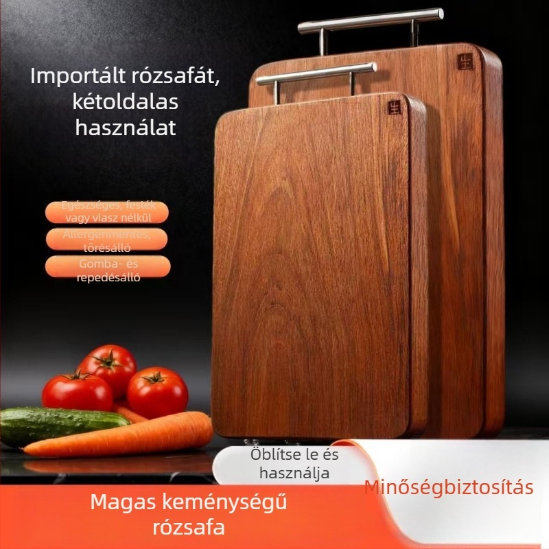 Tömörfa vágódeszka, kétoldalas, csúszásmentes, háztartási használatra