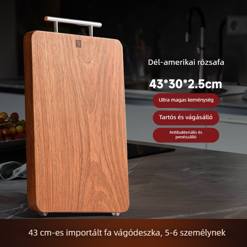 Tömörfa vágódeszka, kétoldalas, csúszásmentes, háztartási használatra