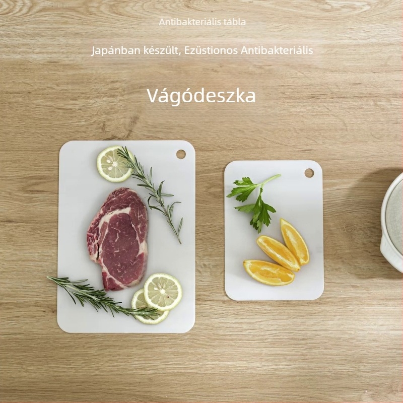 Ezüstionos műanyag vágódeszka, gombaellenes, élelmiszer-minőségű, gyümölcsökhöz és zöldségekhez.