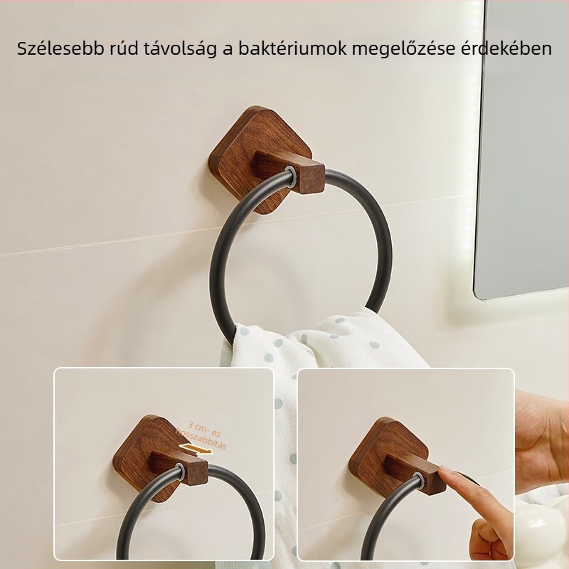 Rozsdamentes acél törölközőgyűrű, felületkezelés: csiszolt / festett / aranyozott, teherbírás 5 kg, fürdőszobai kiegészítő