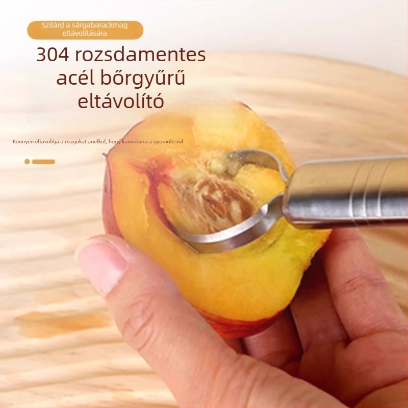 Barackmagkivágó, rozsdamentes acél, háztartási használat, gyümölcs szeparáló, modern minimalista stílus