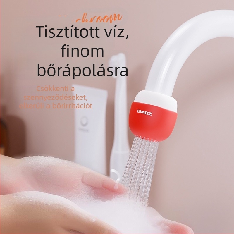 Gombás dizájnnal rendelkező csaptelep szűrő – víztisztító otthonra, kollégiumba, utazásokhoz és szállodákba; minimalist stílus, PP anyag, 2025-ben bemutatva.