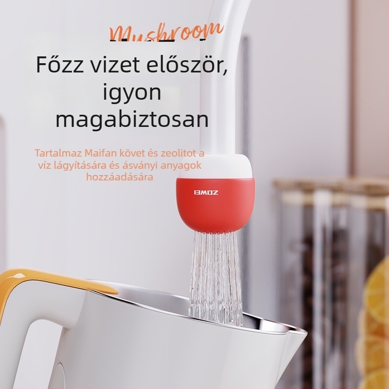 Gombás dizájnnal rendelkező csaptelep szűrő – víztisztító otthonra, kollégiumba, utazásokhoz és szállodákba; minimalist stílus, PP anyag, 2025-ben bemutatva.
