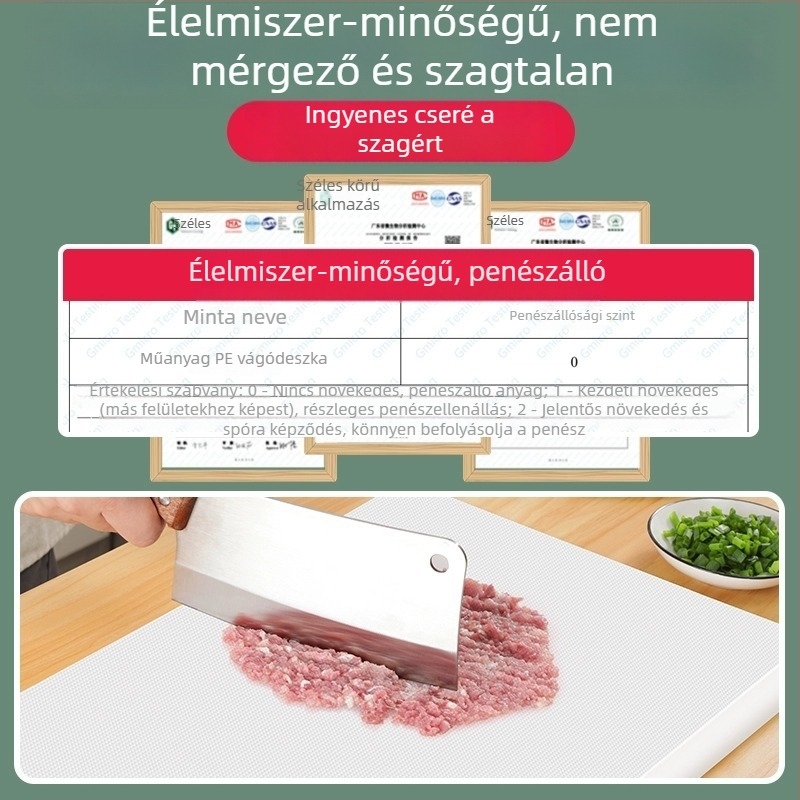 PE műanyag vágódeszka, antibakteriális és penészálló, megerősített, kétoldalas, Zhejiangből származó.