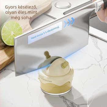 Késélező szívófejű alapú – háztartási konyhai kések és ollók számára, ABS test és kerámia csiszolófelület