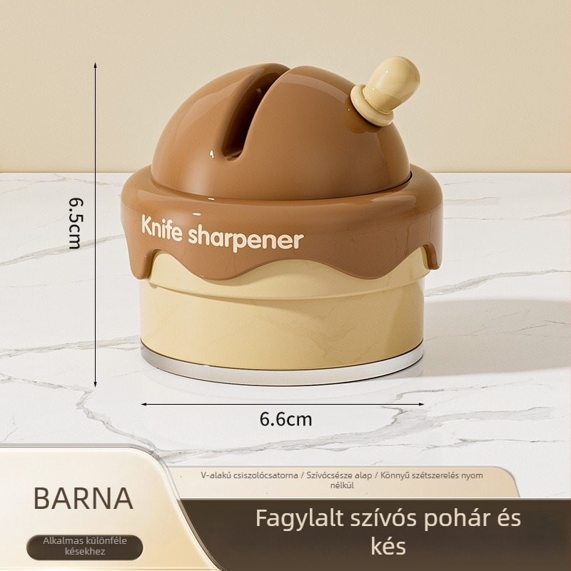Késélező szívófejű alapú – háztartási konyhai kések és ollók számára, ABS test és kerámia csiszolófelület