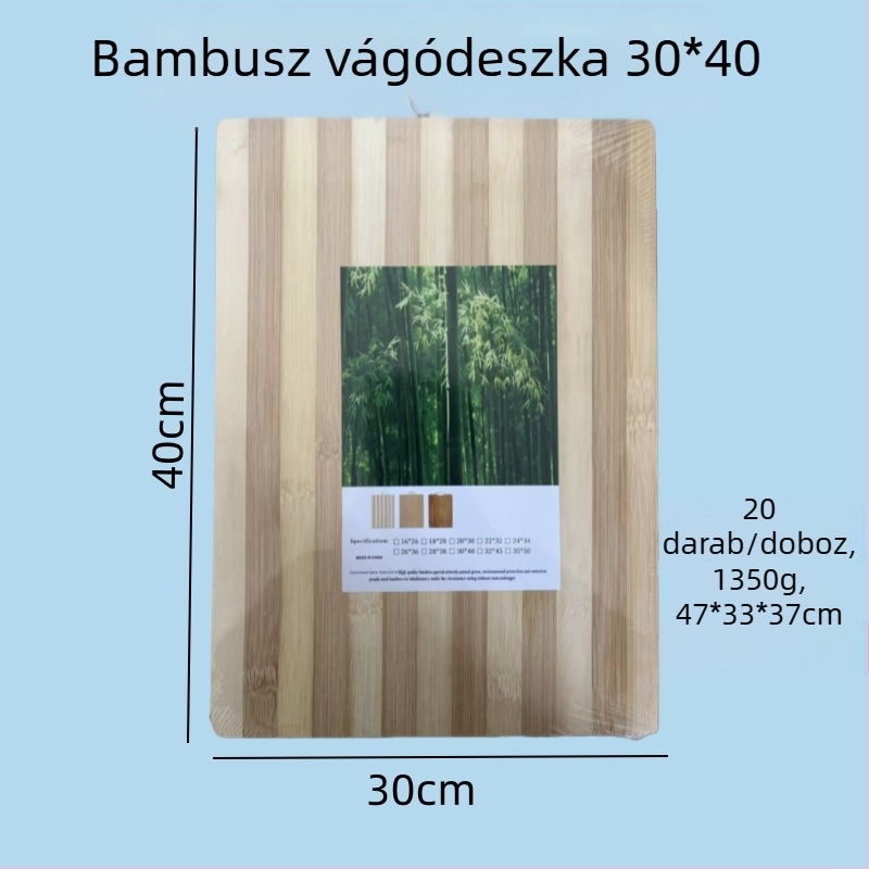Bambusz vágódeszka, antibakteriális és gombaellenes, kétoldalas, 30 × 40 cm, konyha