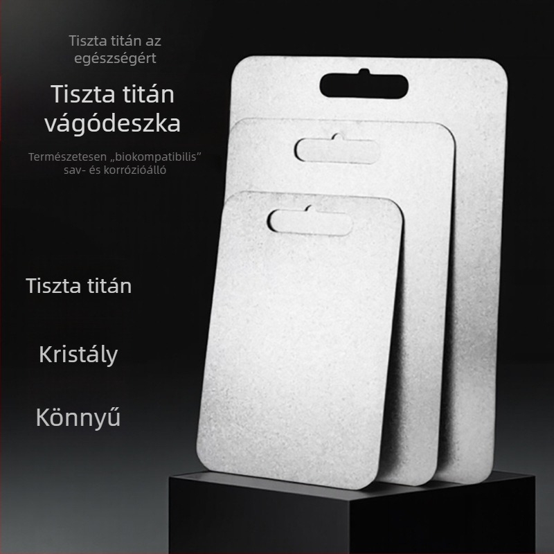Tiszta titán vágódeszka, hordozható, kétoldalas, bevonat nélküli, higiénikus gyümölcsök és zöldségek előkészítéséhez