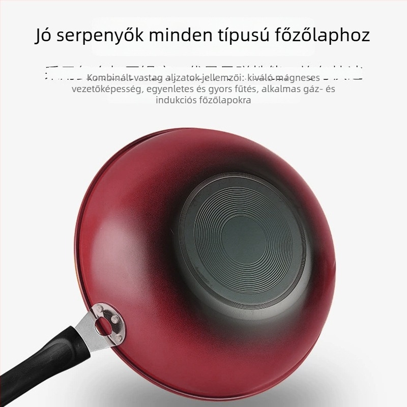 Xilaixiang tapadásmentes vas wok mély aljzattal, üvegfedéllel, ajándékdobozban, gáztűzhelyhez