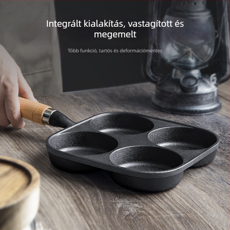 Négy lyukas tojás sütő eszköz tojásgombóc készítéséhez, tojásburger készítő, otthoni tojásburger forma, kis palacsinta serpenyő, tapadásmentes serpenyő.