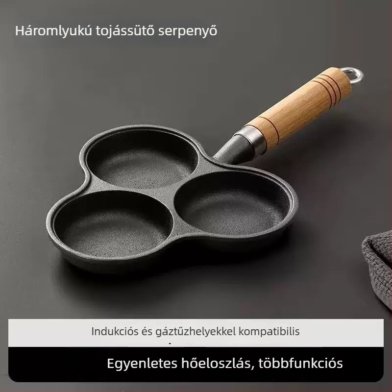 Négy lyukas tojás sütő eszköz tojásgombóc készítéséhez, tojásburger készítő, otthoni tojásburger forma, kis palacsinta serpenyő, tapadásmentes serpenyő.