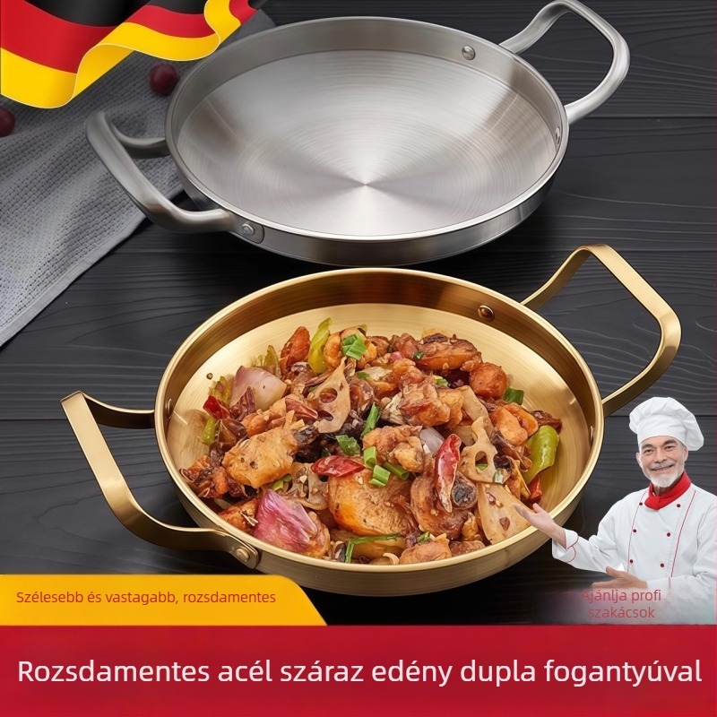 Koreai stílusú 304-es rozsdamentes acél Dry Pot, sokrétegű aljzattal, univerzális tűzhelyhez