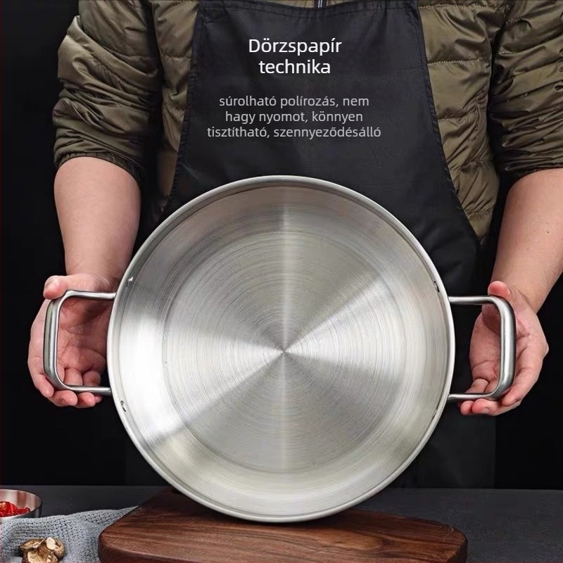Koreai stílusú 304-es rozsdamentes acél Dry Pot, sokrétegű aljzattal, univerzális tűzhelyhez
