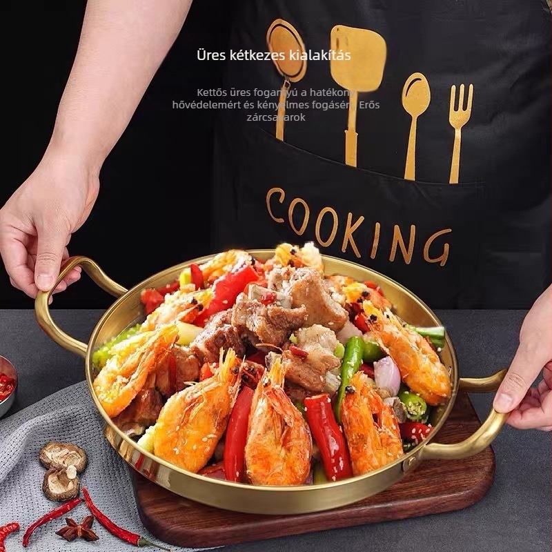 Koreai stílusú 304-es rozsdamentes acél Dry Pot, sokrétegű aljzattal, univerzális tűzhelyhez