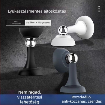 Mágneses ajtóstopper – fúrás nélkül, kettős funkció, szilikonból, fa ajtókhoz, ütközés elleni védelem