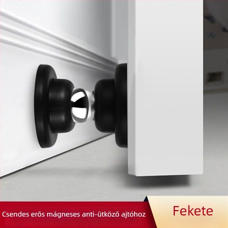 Mágneses ajtóstopper – fúrás nélkül, kettős funkció, szilikonból, fa ajtókhoz, ütközés elleni védelem