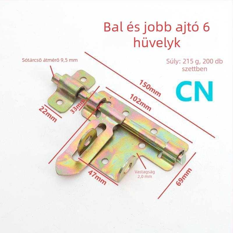 Erős kivitelű kétirányú ajtózár, Q235 vas, galvánozott felület, modern minimalista stílus
