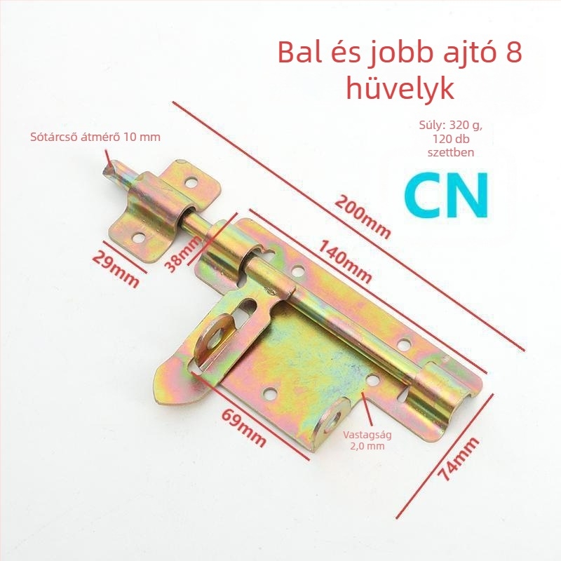 Erős kivitelű kétirányú ajtózár, Q235 vas, galvánozott felület, modern minimalista stílus