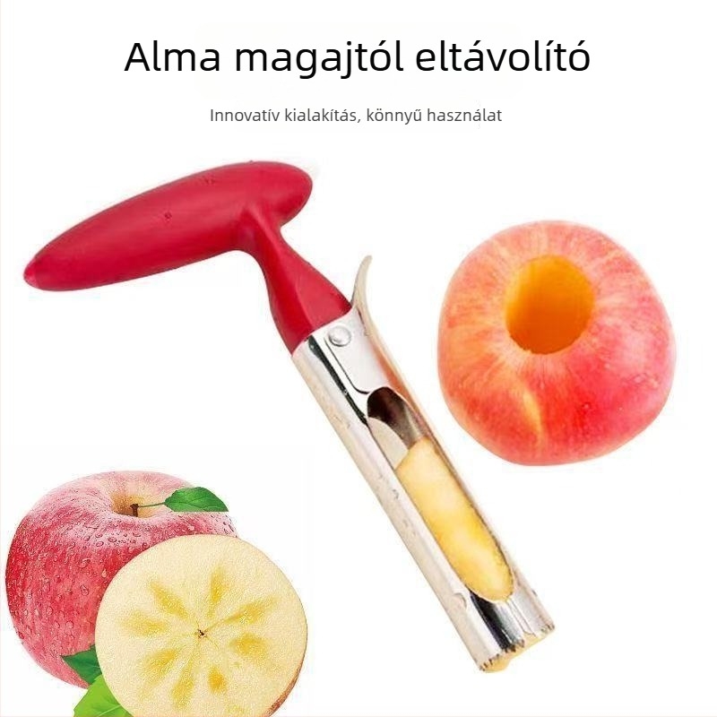Rozsdamentes acél gyümölcsmagkivágó eszköz — almákhoz, körtefélékhez és hókörtékhez; modern minimalist dizájn
