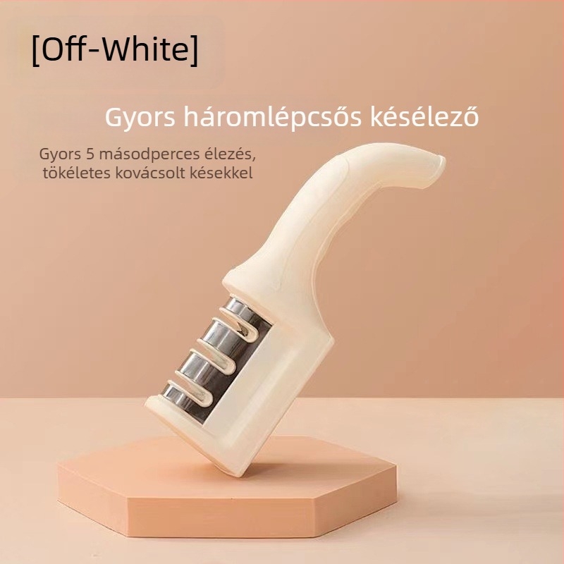 Késélező négyfokozatú, gyors élezés konyhai késekhez és ollókhoz, PP anyag, logó nyomtatás, személyre szabható magáncímke