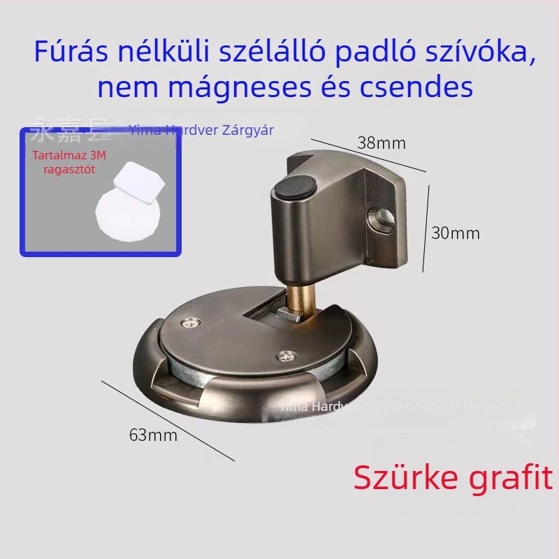 Földre szerelt ajtókorlátozó, fúrás nélkül, kör alakú dizájn, ütközésvédelmi megoldás üvegajtókhoz, fürdőszobai bejárati ajtó blokkoló