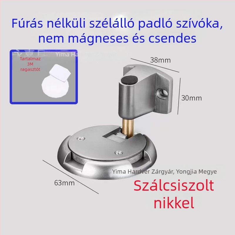 Földre szerelt ajtókorlátozó, fúrás nélkül, kör alakú dizájn, ütközésvédelmi megoldás üvegajtókhoz, fürdőszobai bejárati ajtó blokkoló