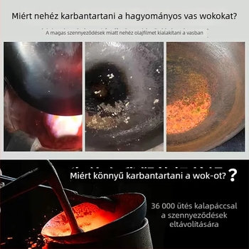 Finom vasból készült wok, kínai stílus, tapadásmentes, egylapos aljzat, rozsdamentes acél fedő üveggel