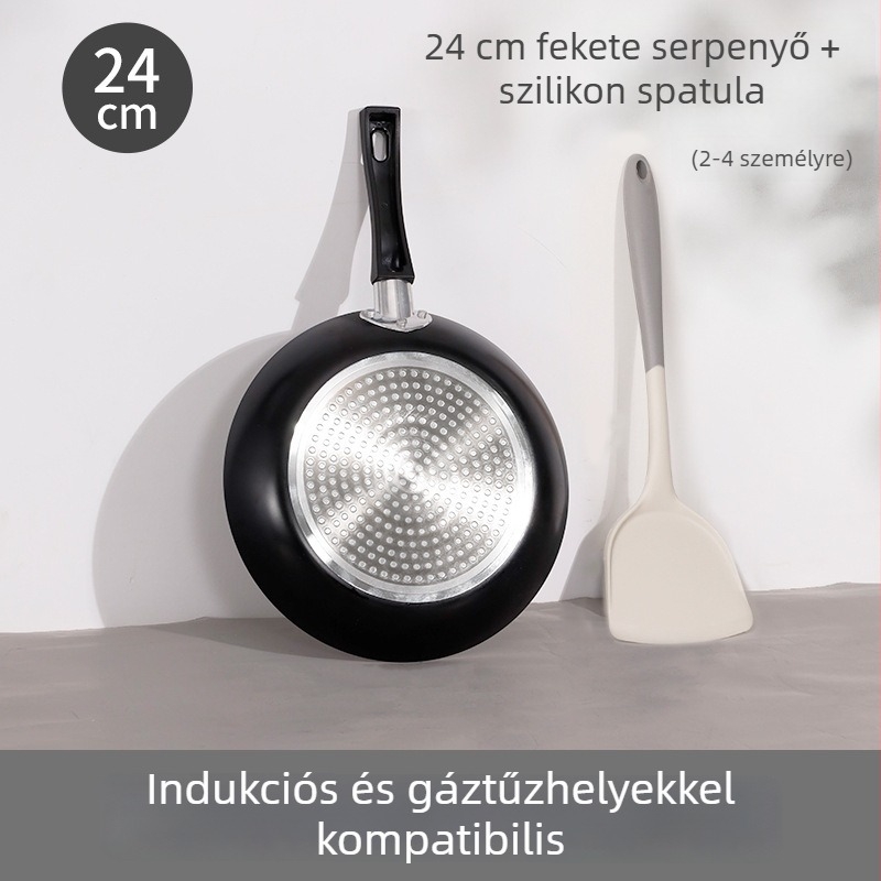 24 cm tapadásmentes serpenyő otthoni használatra, ideális tojás, palacsinta és steak sütéséhez, kompatibilis indukciós és gáztűzhellyel