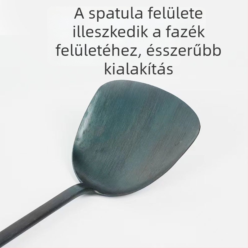 Vasból készült spatula- és kanálkészlet Sabri fa nyéllel, teppanyaki konyhai eszközök, hőálló