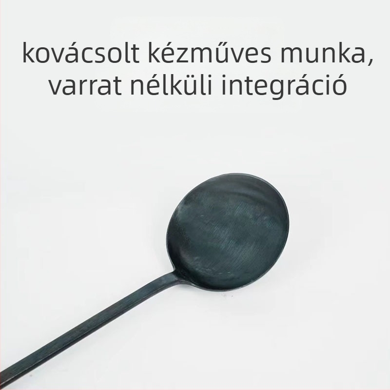 Vasból készült spatula- és kanálkészlet Sabri fa nyéllel, teppanyaki konyhai eszközök, hőálló