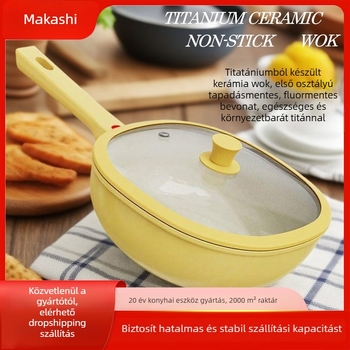 Kerámia tapadásmentes wok, négyszögletes vas serpenyő indukciós és gáztűzhelyhez, 1–3 kg, prémium