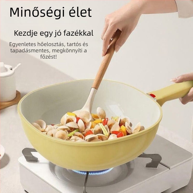 Kerámia tapadásmentes wok, négyszögletes vas serpenyő indukciós és gáztűzhelyhez, 1–3 kg, prémium