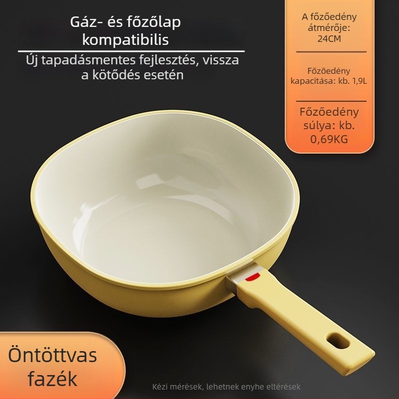 Kerámia tapadásmentes wok, négyszögletes vas serpenyő indukciós és gáztűzhelyhez, 1–3 kg, prémium