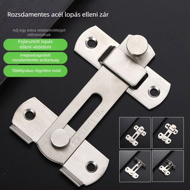 Anti-theft ajtózár rozsdamentes acélból, kefés felület, modern minimális stílus, az ajtókhoz