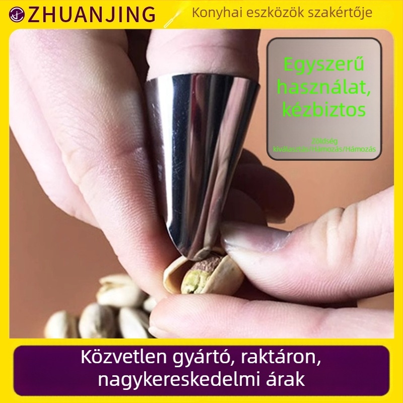 Rozsdamentes acélból készült zöldségvédő kézvédő — Többfunkciós tisztító- és hámozó eszköz fokhagyma, edamame és bab számára, állítható méretű