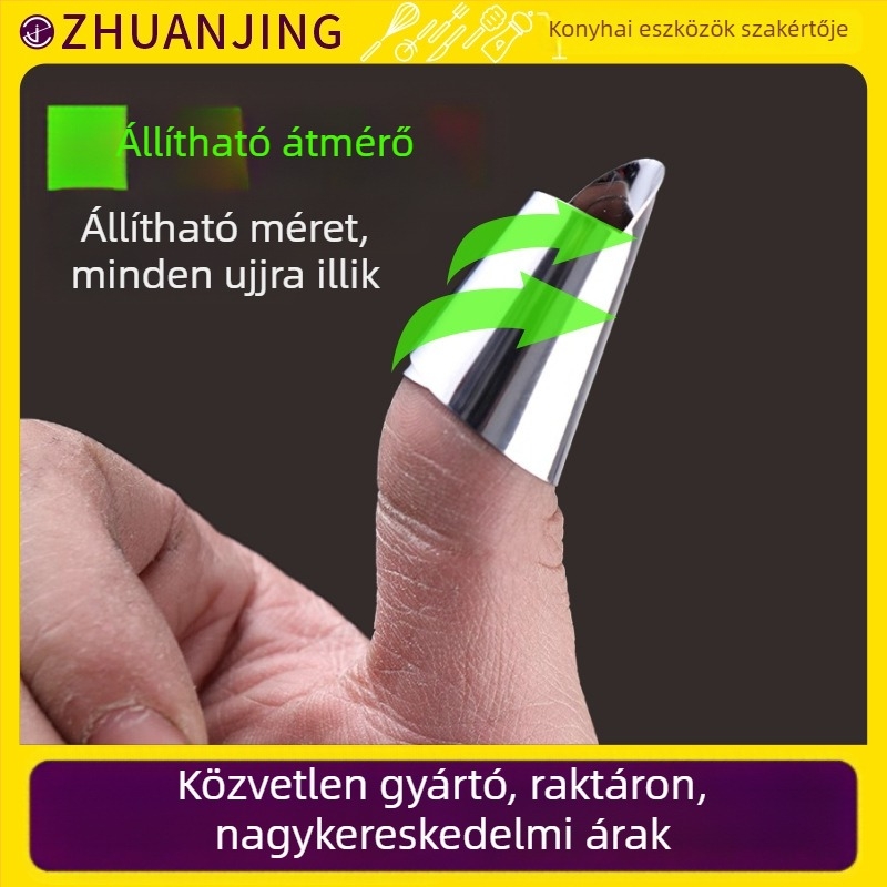 Rozsdamentes acélból készült zöldségvédő kézvédő — Többfunkciós tisztító- és hámozó eszköz fokhagyma, edamame és bab számára, állítható méretű