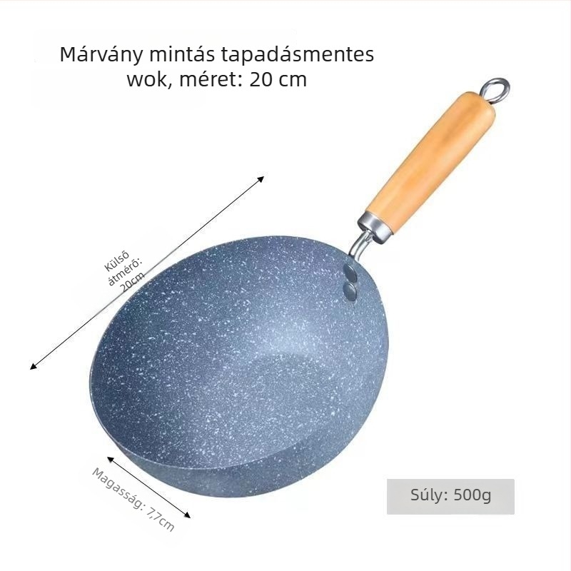 Tapadásmentes wok, japán stílus, kovácsoltvasból, 8,5 cm mély (470 g)
