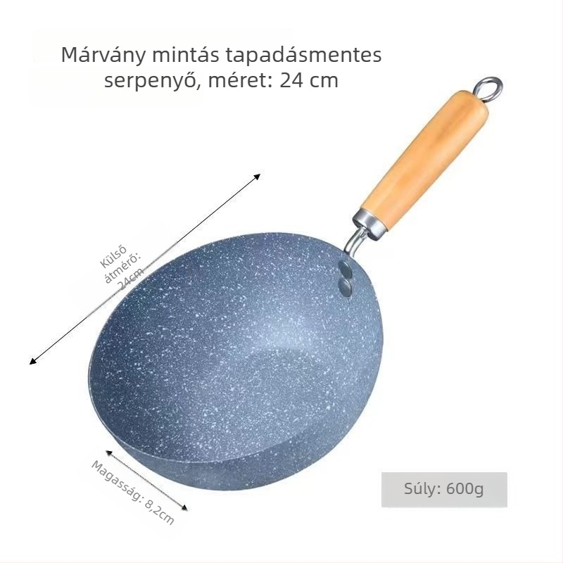 Tapadásmentes wok, japán stílus, kovácsoltvasból, 8,5 cm mély (470 g)