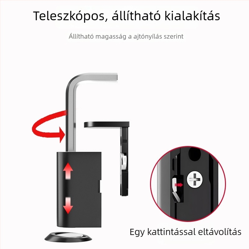 Mágneses ajtófogó üvegajtókhoz, padlóra szerelhető, fúrás nélkül, cinkötvözetből, kefével csiszolt felülettel