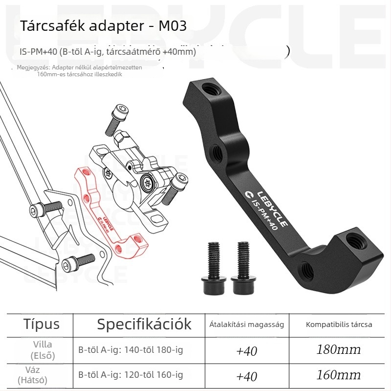 Lebycle tárcsafék átalakító adapter hegymászó kerékpárhoz, 160mm/180B-tól 203mm-ig
