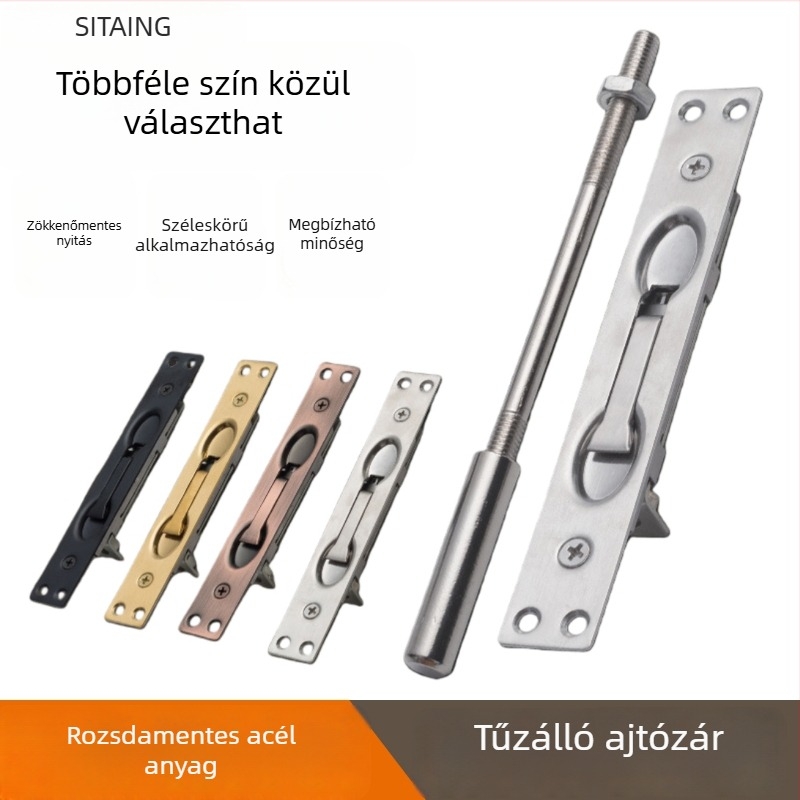 Rozsdamentes acél ajtózár és csap készlet, rejtett tűzálló zár, dupla ajtózár, antifogás elleni felső- és alsó zár