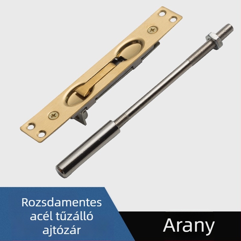 Rozsdamentes acél ajtózár és csap készlet, rejtett tűzálló zár, dupla ajtózár, antifogás elleni felső- és alsó zár
