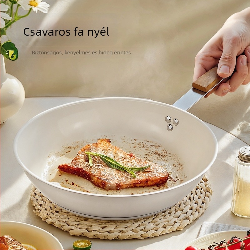 Serpenyő kerámia tapadásmentes bevonattal, rozsdamentes acélból, háromrétegű aljzattal, 2,4 L kapacitás