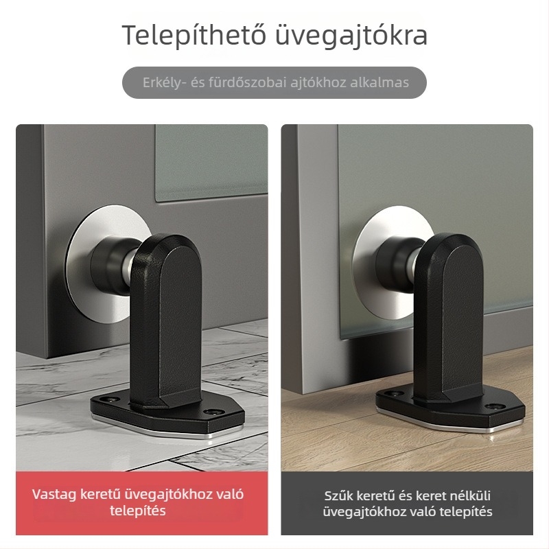 Ajtó mágneses záróelem, modell 960-L, rozsdamentes acél, felszín feletti telepítés, padlóhoz rögzítés, kézi működtetés