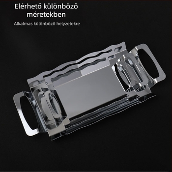 Négyzet alakú rozsdamentes acél tál elektroplatált felülettel, 18–18,9 cm átmérő, modern-minimalista stílus, tál tea/gyümölcs/desszert szolgálásához