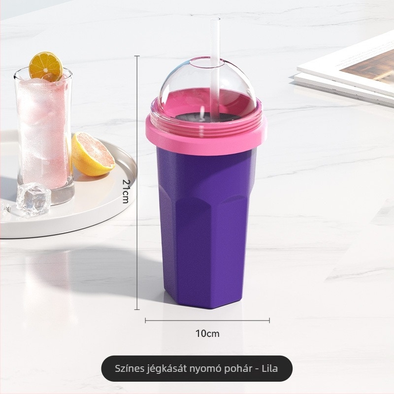 Szívószálas hideg italok pohár – rajzfilmszerű stílus, PP anyag, Agada márka