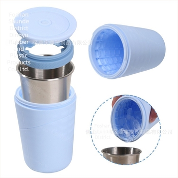 Kétszintes pohár rozsdamentes acélból és szilikonból, hűti az italokat, testreszabható logó